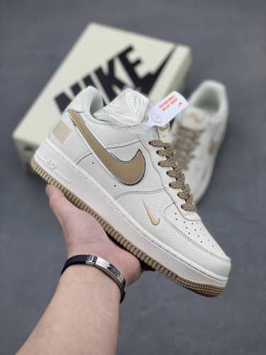 本地自取310 官方同步Id定制 原装版本 Nike Air Force 1 Low '07 “二维码”米金满天星低帮空军一号休闲板鞋 定制皮料 3M反光 原楦