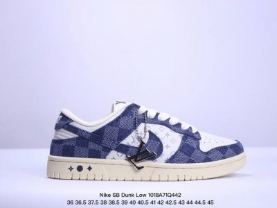 海外爆款限量发售！公司级 Nike Sb Dunk Low“Lv联名 牛仔方格” 周年高端定制 低帮休闲板鞋 定制鞋盒 大厂纯原品质出货 超高清洁度 皮料切割干