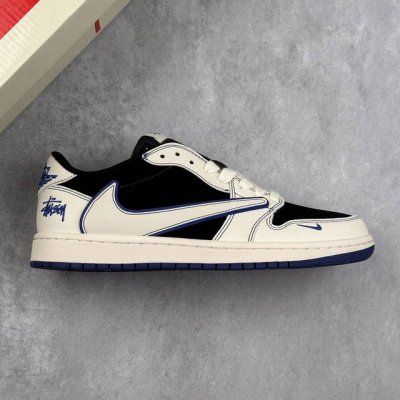 本地 核心私 Travis Scott X Fragment Design X Air Jordan 1 Low Og Sp Aj1 斯图西联名-黑蓝线条 低帮