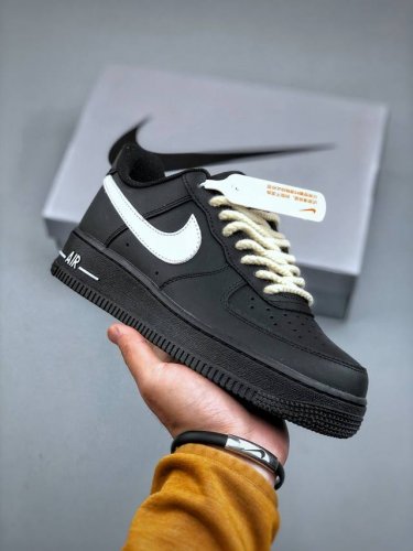 Nike Air Force 1'07 Low 黑白麻绳 空军一号低帮休闲板鞋 Zh03 73 #原楦头原纸板 原装鞋盒 定制五金配件 内置全掌气垫 原厂鞋底尺