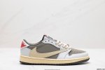 真标nike Aj1倒勾travis Scott X Air Jordan 1 Reverse Mocha Aj1乔1 联名倒钩 低帮文化篮球鞋 完美品质出货