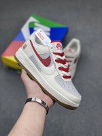 工厂套现 福利特价 原本地260版本 小红书爆款 官方同步id定制 原装版本 Nike Air Force 1 Low '07 米白红双勾 空军一号低帮休闲板鞋