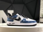 海外爆款限量发售！高端定制 耐克 Nike Air Force 1 '07 Low 路易威登联名--- 牛仔蓝黑勾 Lv印花 高端定制 低帮休闲板鞋 定制鞋盒