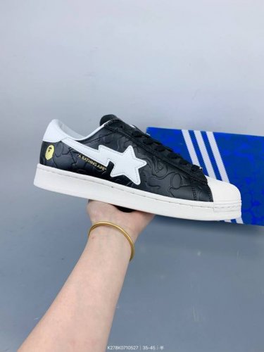 阿迪达斯 Adidas Superstar Sstr V Bape 猿人头联名贝壳头系列低帮经典百搭休闲运动板鞋 size 如图 编码 K278K0710527