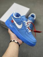 Ow X Nk Af1 Mca 蓝色艺术馆 联名空军一号低帮运动板鞋 该款以蓝色为主体色调 ，搭配银色 Swoosh Logo 点缀白色标语，呈现出联名系列招牌