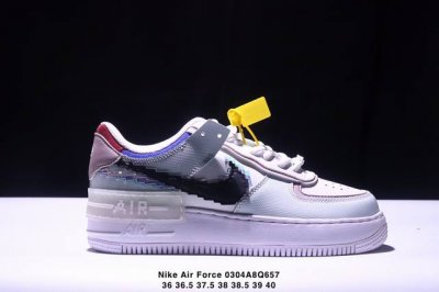 100 空军马卡龙果冻系列 耐克/Nike Air Force 1 Shadow Af1解构机能拼接 空军一号轻量增高魔术贴低帮百搭板鞋，一改原先的常规 Swo