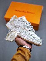 Travis Scott x Fragment Design x Jordan Air Jordan 1 Low OG SP AJ1 乔1LV联名 浅咖牛仔印花