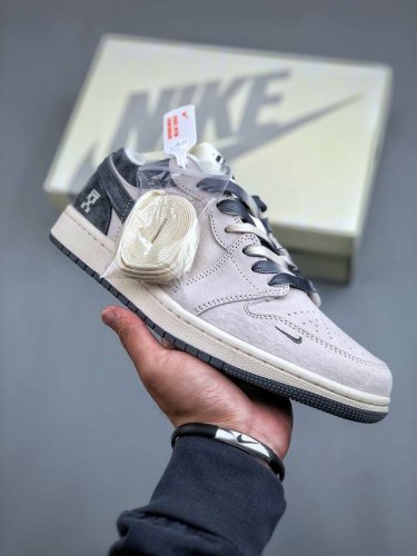 Air Jordan 1 Low Aj1 乔1 Of联名-全猪八水泥灰标 高端定制 低帮复古篮球鞋 Dm9188-002 #定制鞋盒 大厂纯原品质出货 超高清洁