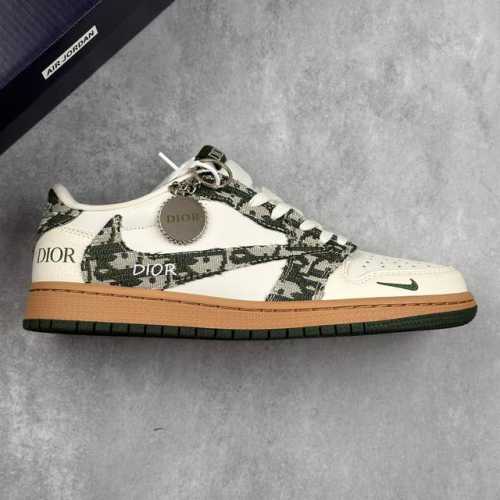 本地360 核心私 travis Scott X Fragment Design X Air Jordan 1 Low Og Sp 乔1迪奥联名 米绿针织 低帮