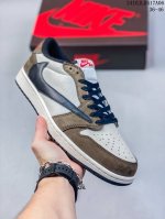 Travis Scott X 乔丹air Jordan 1 Low Og Aj1 乔1反转倒勾 联名款休闲运动篮球鞋 完美品质出货 细节如图所示 鞋面切割工整