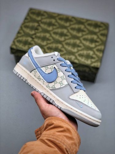 Nike Sb Dunk Low X Gucci 白灰蓝小钩纯原大厂出品 极力推荐原装头层材料 独家版型蒸餾加工帶來的是更好的视觉和脚感体验大厂纯原品质出货 清