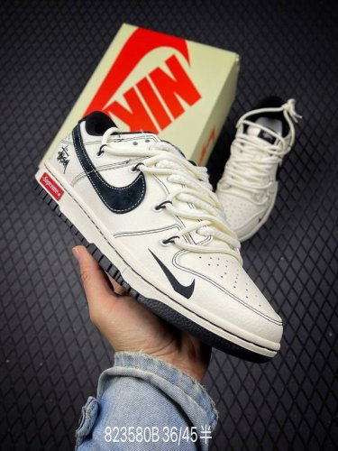 B Nike Sb Dunk Low 斯图西 X Sup系列 绑带米白黑勾 周年高端定制 低帮休闲板鞋 Yx5066-277 #定制鞋盒 大厂纯原品质出货 超高