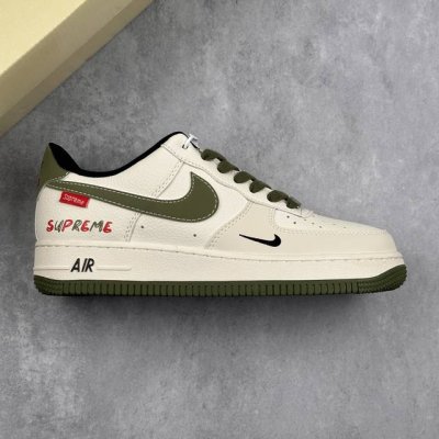 本地 核心私 Nike Air Force 1'07 Low Supreme联名 军绿红标 空军一号低帮休闲板鞋 #原楦头原纸板 原装鞋盒 定制五金配件 内置全