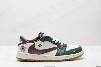 公司级Aj1倒勾Travis Scott X Air Jordan 1 ” Reverse Mocha “ Aj1乔1 Ts 闪电 联名倒钩 低帮文化篮球鞋 完
