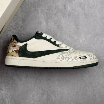 本地 核心私 Travis Scott X Fragment Design X Air Jordan 1 Low Og Sp Aj1 乔1 Bape联名-迷彩绿