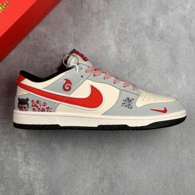 本地360 核心私 nike Sb Dunk Low 哪吒系列 灰白红勾 周年高端定制 低帮休闲板鞋 #定制鞋盒 大厂纯原品质出货 超高清洁度 皮料切割干净无任