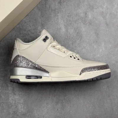 本地390 核心私 【F版】Air Jordan 3 "Sail Metallic Silver" Aj3 乔3金属白银 复古文化篮球鞋 #鞋面采用高级米白色皮