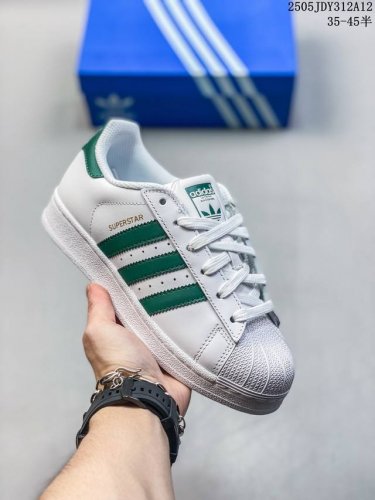 头层蓝底软底版本 公司级级阿迪达斯Adidas三叶草 Originals Superstar贝壳头系列低帮经典百搭休闲运动板鞋 尺码:35 36 36.5 37