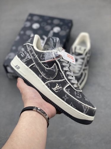 nike Air Force 1 Low 07 X Louis Vuitton 牛仔布 原楦头原纸板 打造纯正低帮空军版型专注外贸渠道 全掌内置蜂窝气垫 原盒配