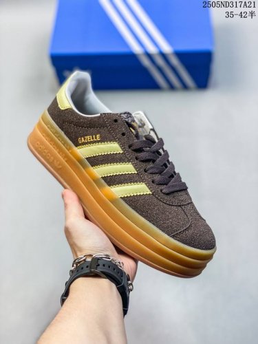 adidas Originals Gazelle Bold 绒面革 舒适时尚 防滑耐磨 低帮 板鞋 女款 棕色 尺码 见图 编码 05Nd317A21