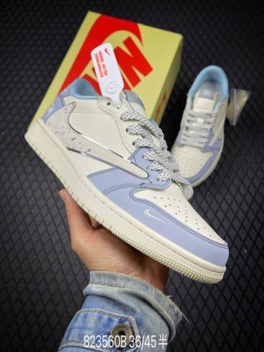 B 公司级Aj1倒勾Travis Scott X Air Jordan 1 ” Reverse Mocha “ Aj1乔1 Ts 闪电 联名倒钩 低帮文化篮球鞋