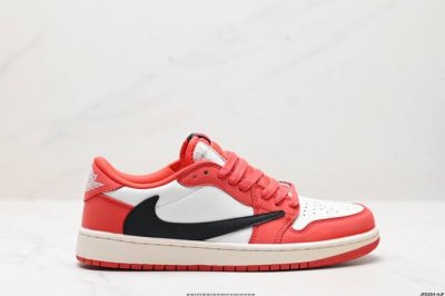 公司级aj1倒勾travis Scott X Air Jordan 1 ” Reverse Mocha “ Aj1乔1 Ts 闪电 联名倒钩 低帮文化篮球鞋 货