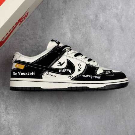 本地 核心私 Be Yourself X Nike Dunk Sb Low 猫倜 X 耐克 Sb 低帮 联名黑白 高端定制 低帮休闲运动板鞋 鞋身整体以米白色皮 - 点击图像关闭