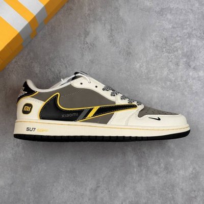 本地 核心私 xiaomi X Travis Scott X Air Jordan 1 Low 小米 X Aj1 低帮 灰白黑倒勾联名 Aj1 乔丹1代 乔丹篮