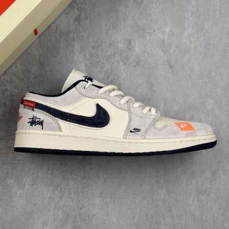 本地 核心私 Air Jordan 1 Low Aj1 乔1 斯图西联名 猪八深蓝勾 高端定制 低帮复古篮球鞋 #定制鞋盒 大厂纯原品质出货 超高清洁度 皮料切 - 点击图像关闭