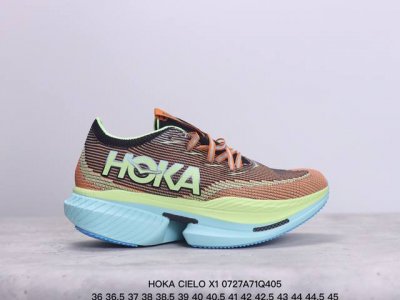 公司级hoka 霍卡 Hoka Cielo X1 竞速跑鞋 外观整合hoka 顶尖碳板技术、中底泡棉科技和几何学，设计符合自然步态的不对称鞋面和鞋底结构，专为精