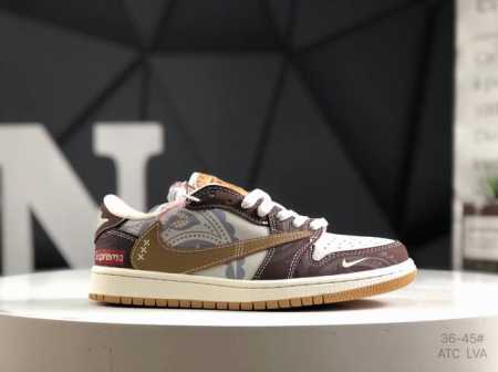 公司级带半码 耐克 Aj1倒勾Travis Scott X Air Jordan 1 ” Reverse Mocha “ Aj1乔1 Ts 闪电 联名倒钩 低帮 - 点击图像关闭