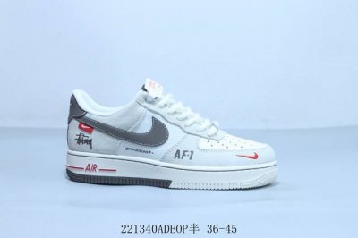 Nike Air Force 1 Af1耐克 空军一号休闲板鞋 斯图西联名 221340Adeop半 36-45