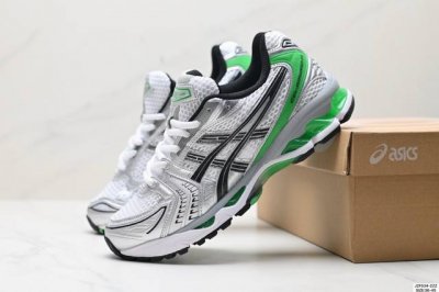 公司级Asics Gel-Kayano 14 公司级版本 银灰绿 亚瑟士运动休闲透气专业跑鞋 采用工程弹性双层再生针织密度鞋面材质 后跟3D可视Gel缓震乳胶物