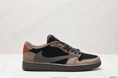 公司级aj1倒勾travis Scott X Air Jordan 1 ” Reverse Mocha “ Aj1乔1 Ts 闪电 联名倒钩 低帮文化篮球鞋 完