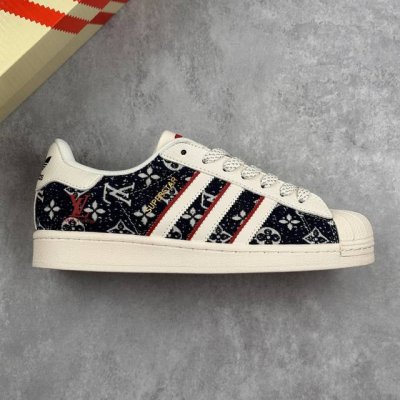 本地 核心私 louis Vuitton X Adidas Original Superstar 路易威登Lv X 阿迪达斯 低帮 联名白蓝红 贝壳头防滑耐磨轻