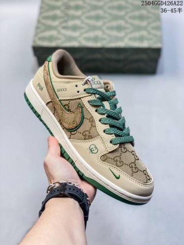 海外爆款限量发售！高端定制Nike Sb Dunk Low 古驰联名------米绿双钩帆布配色 高端定制 低帮休闲板鞋 定制鞋盒 大厂纯原品质出货 超高清洁度