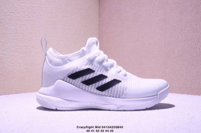 公司级Adidas Crazyflight Mid 减震防滑 中帮 阿迪达斯 训练鞋 推出可提升室内球场表现的跳高鞋 中切设计增加脚踝支撑 采用透气网眼鞋面 弹