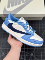 Travis Scott X Fragment Design X Air Jordan 1 Low Og Sp Aj1 乔1 石头岛联名-黑勾大学蓝 低帮文化休