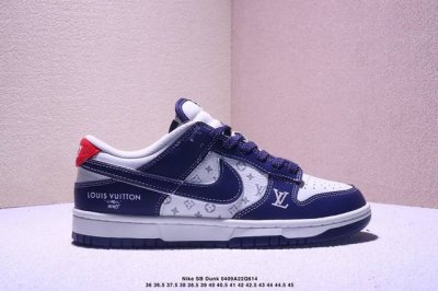 海外爆款限量发售！高端定制Nike Sb Dunk Low Lv联名--- 奶白深蓝印花 高端定制 低帮休闲板鞋 定制鞋盒 大厂纯原品质出货 超高清洁度 皮料切