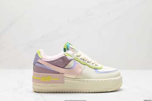 真标耐克nike Wmns Air Force 1 Shadow全新少女系解构主义设计 马卡龙空军一号轻量增高低帮百搭板鞋 为经典设计注入玩味元素 分层结构 加