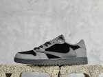 B版 Fragment X Travis Scott X Air Jordan 1 Low 三方联名倒钩 黑灰 性价比原盒出货 全新的三方联名低帮倒钩鞋面延续了