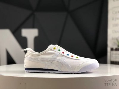 真标带半码 亚瑟士 Onitsuka Tiger Mexico66 paraty Slip-On 亚瑟士鬼塚虎一脚蹬经典休闲帆布鞋 虎爪造型的Logo 鞋身稳定