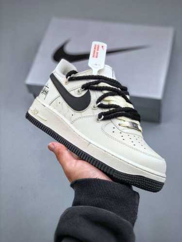 Stussy X Nike Air Force 1'07 Low 斯图西联名 空军一号低帮休闲板鞋 Zh0316-041 #定制皮料 定制鞋盒 配件齐全 原楦原