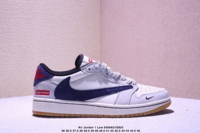 travis Scott X Fragment Design X Jordan Air Jordan 1 Low Og Sp “Supreme联名 白灰深蓝生胶