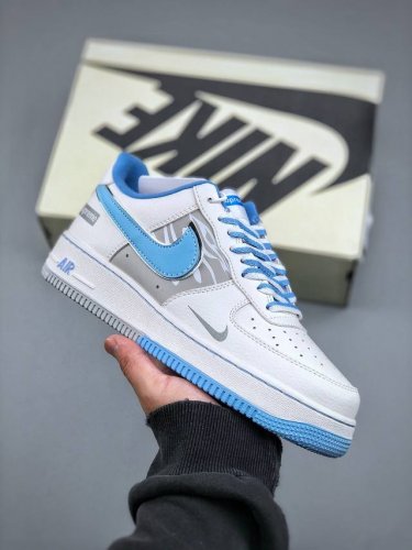 Sup联名 白灰蓝勾，夏季清新配色，海外限量发售！公司级Nike Air Force 1 ‘07 Low 空军一号 低帮 运动鞋 休闲鞋 折边针车 工艺难度大