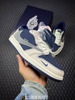 B 公司级Aj1倒勾Travis Scott X Air Jordan 1 ” Reverse Mocha “ Aj1乔1 Ts 闪电 联名倒钩 低帮文化篮球鞋