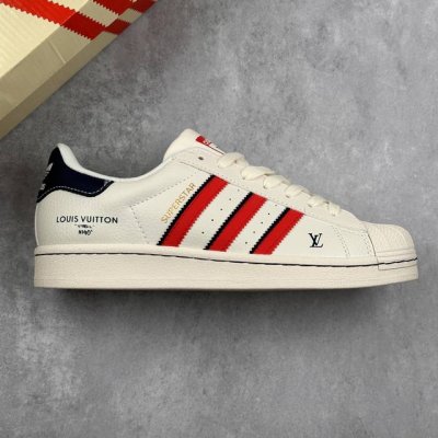 本地 核心私 阿迪达斯 Adidas Originals Superstar X Louis Vuitton 白蓝红 贝壳头Diy系列 低帮经典百搭休闲运动板鞋