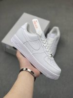 超强特价 质保30天 真头层 全掌pu气垫 出厂价pp销售 最强销量版本 Nk Air Force 1 Mid 空军全白 纯白色 客供模具 原材料 内置Solo