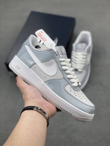 nike Air Force 1 Low 镜面灰白勾 空军一号低帮运动休闲板鞋 原楦头原纸板 打造纯正空军版型#专注外贸渠道 全掌内置蜂窝气垫 #原盒配件 原厂