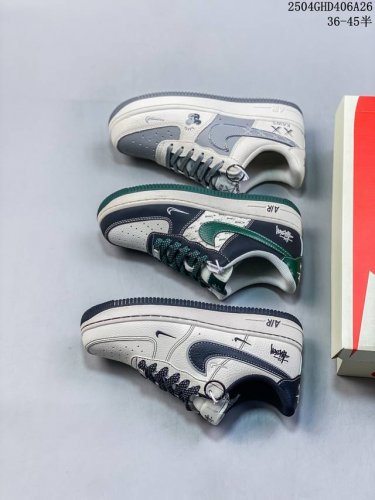 海外限量发售！公司级Nike Air Force 7 Low “斯图西联名 黑绿勾英文”空军一号 低帮 运动鞋 休闲鞋 折边针车 工艺难度大 原楦头原纸板 原装
